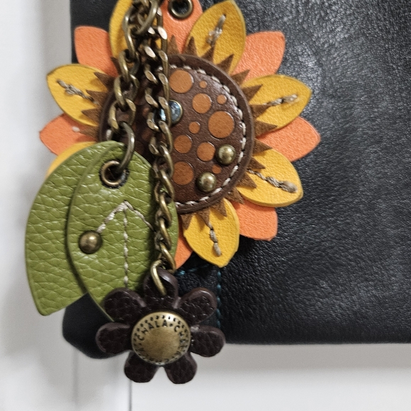 Chala Swing Crossbody Bag Leather Two Tone Boho Hippie Flower Charms Smartphone - Picture 2 of 8